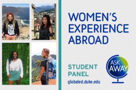 Womens Experience Abroad: Student Panel and Q+A Flyer